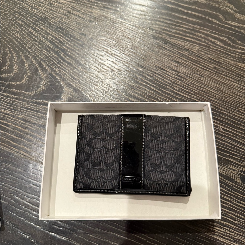 Coach Black Card Case with Glossy Accent - Picture 4 of 8